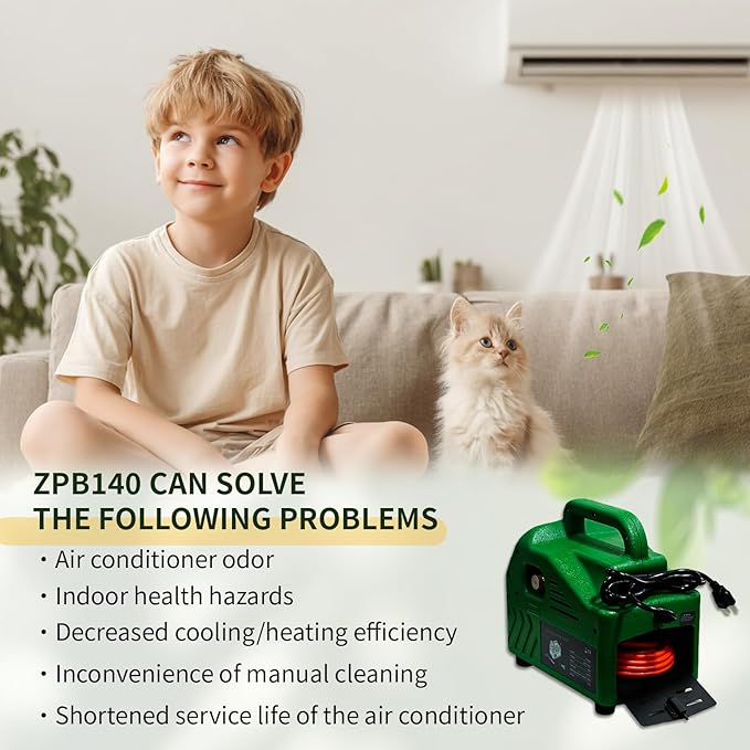 ZPB140 Port A Blaster HVAC Coil Cleaning, Portable Pressure Washer & Coil Jet Cleaner for AC Unit, 120V 80W with 4L/min Flow Rate & 0.7-1.0MPa Working Pressure, for Indoor or Outdoor Use