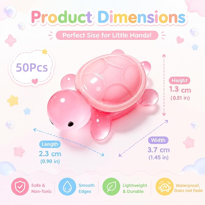 50 Pcs Small Glow in The Dark 3D Resin Turtles Miniatures | Garden Figurines, DIY Dollhouse Fish Tank Fridge Wall Art Accessories, Safe Durable Non Fading, 10 Colors