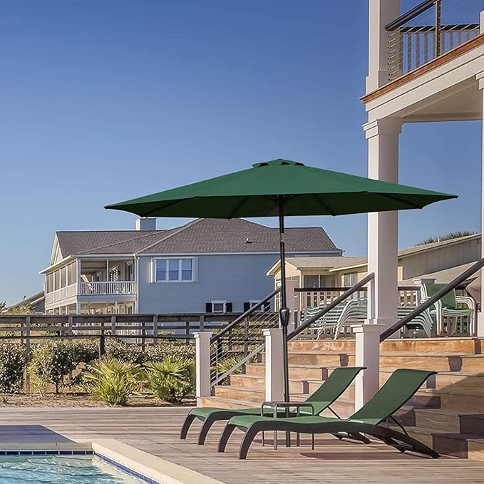 Simple Deluxe Patio Umbrella Outdoor, UV Protection Sunshade with Push Button Tilt/Crank and 8 Sturdy Ribs, for Table Garden Lawn Beach Pool