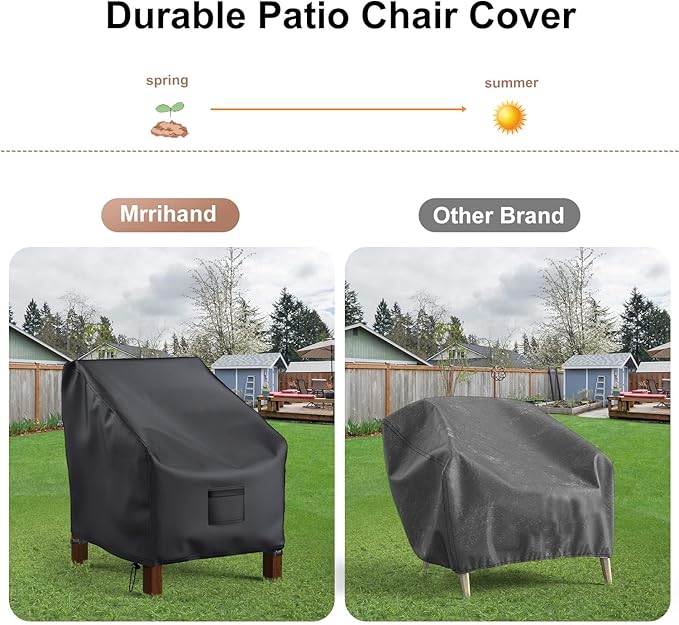 Patio Chair Covers Waterproof, Mrrihand Lounge Deep Seat Cover, Heavy Duty Outdoor Lawn Patio Furniture Covers (37" W x 40" D x 30" H - 2 Pack)