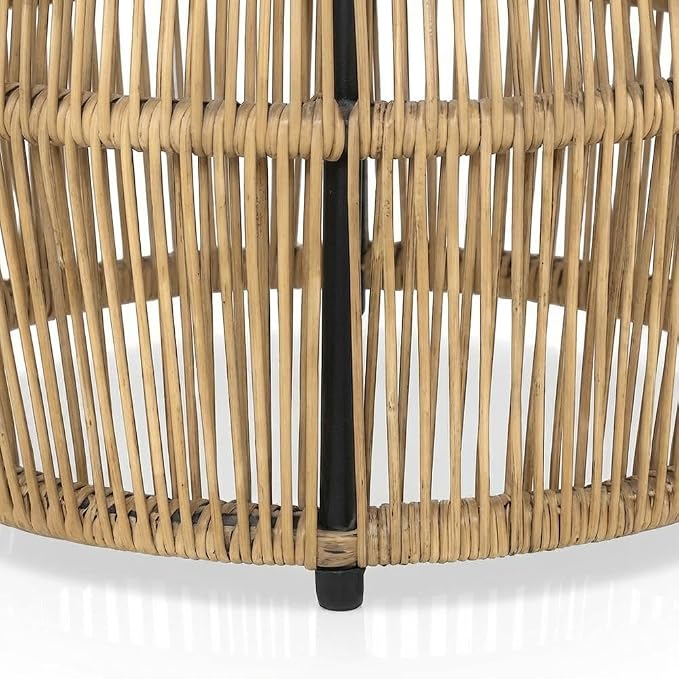 Brown Wicker Round Outdoor Coffee Table, Stylish Weather-Resistant Design, Durable Construction for Patio, Garden, Outdoor Lounge