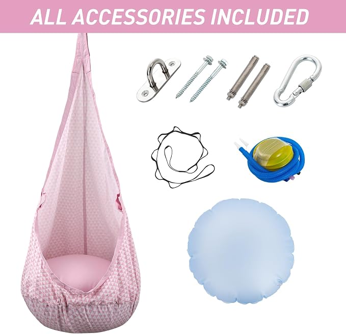 YAERSI Kids Pod Swing Seat, Hammock Chair with PVC Inflatable Cushion,Sensory Swing for Indoor and Outdoor Play Portable