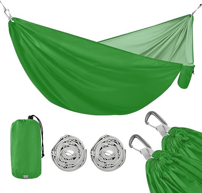 Safari Green Solid Color Pure Plain 330lb Capacity Outdoor Hammock with Portabl Carry Bag Portable Hammock for Outside Camping Essentials hamaca para Patio Exterior