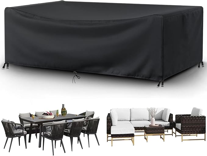 Patio Furniture Covers 108" L x 64" W x 36" H Waterproof Outdoor Table Cover Rectangular 600D Sofa Cover Weatherproof Furniture Covering for Deck Lawn and Backyard 270x160x90cm