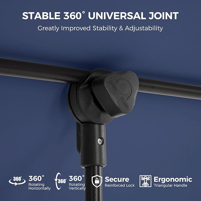 HOMSHADE 6x4ft Outdoor Balcony Umbrella - Flat Porch Pool Patio Umbrella Rectangular Canopy Shade UPF50+ UV Protection 360° Rotating & Tilting All Angles Applicable (Navy Blue, No Base)
