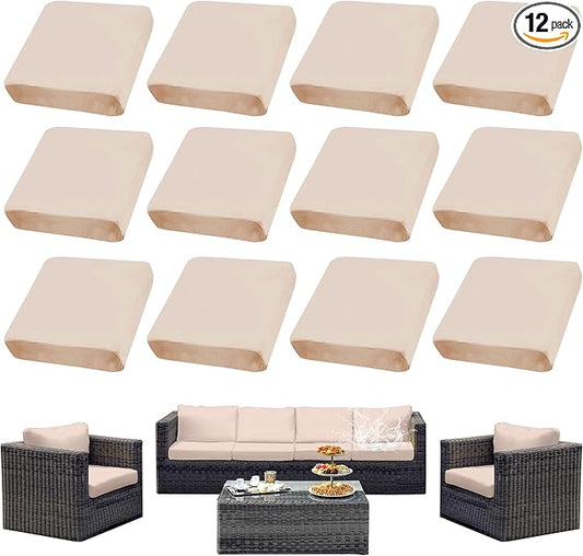 Outdoor Cushion Covers Set,12PCS Patio Furniture Couch Seat Slipcovers, Replacement for Sofa Sectional Chair(Cover，Only)