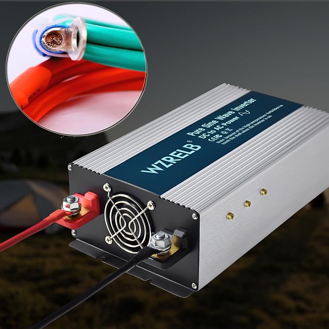 WZRELB 2000W Pure Sine Wave Inverter 48V DC to 110V 120V AC Power Converter with LED Display, Remote Controller, Off-Grid Power Inverter 4000W Surge with 4 AC Outlets,for Home, RV, Truck, Camping