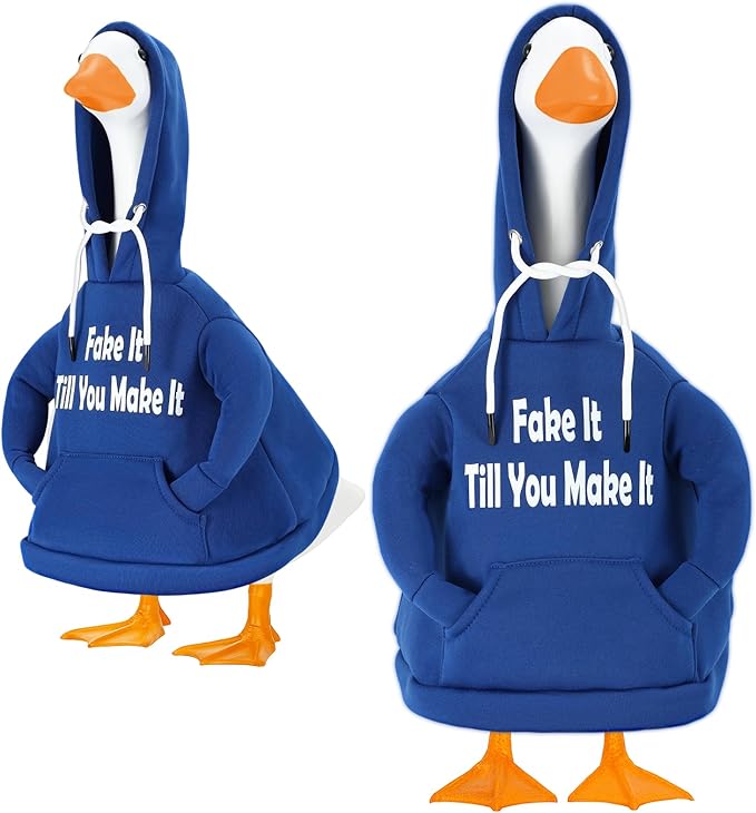 Porch Goose Hoodie Outfits for 23 Inch Porch Goose & Duck Statues, Classic Hoodie Goose Clothes for Concrete Geese, Funny and Inspirational Goose for Front Porch Garden Yard Decor