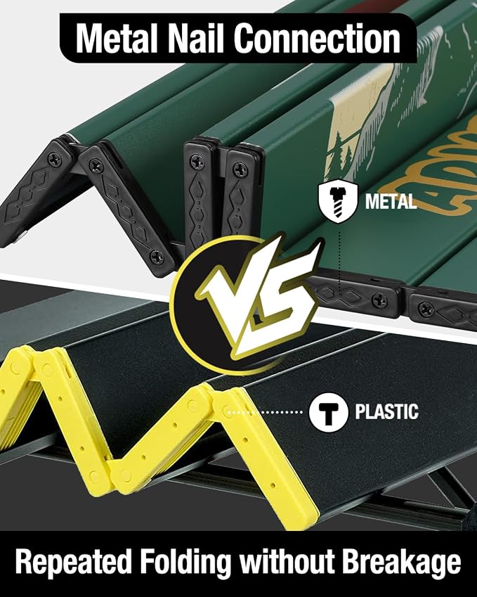 VILLEY Portable Camping Side Table, Ultralight Aluminum Folding Camp Table with Mountain Silhouette Print and Carry Bag, Compact Outdoor Picnic Table for Camping, Beach, Hiking, Travel, Medium