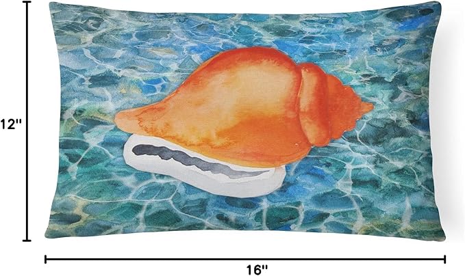 Caroline's Treasures BB5371PW1216 Sea Shell Canvas Fabric Decorative Pillow Machine Washable, Indoor Outdoor Decorative Pillow for Couch, Bed or Patio, 12HX16W
