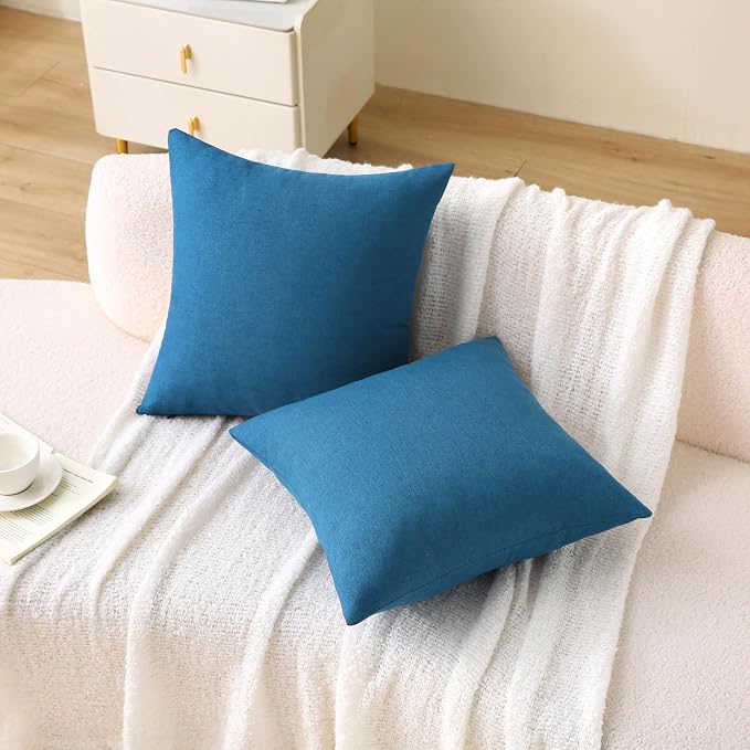 Outdoor Throw Pillows with Inserts, Waterproof Pillows for Outdoor Seating, Square Decorative Garden Cushion for Patio Furniture, Bed, Couch, Sofa(Blue, 18" x 18" (Pack of 2))