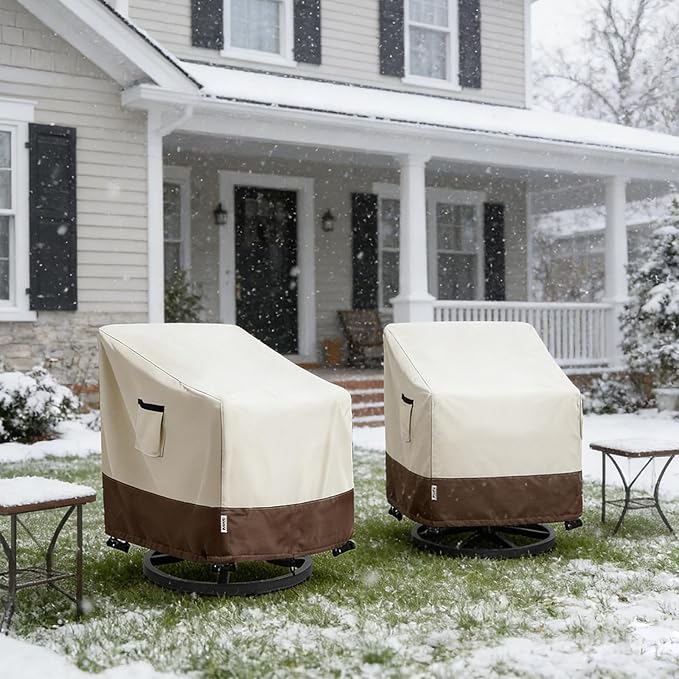 Patio Chair Covers for Outdoor Furniture Waterproof 4 Pack, Heavy Duty Waterproof Outdoor Swivel Chair Cover (30"W x34"D x36"H - Beige)