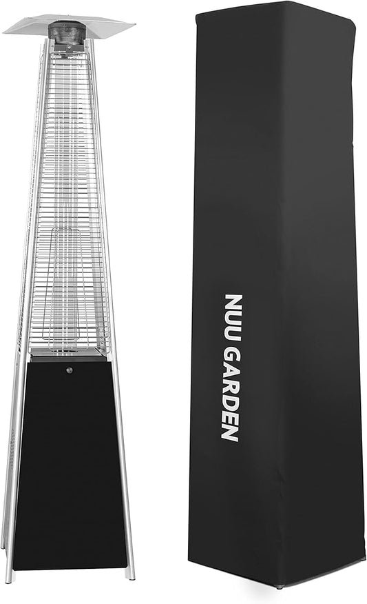 Nuu Garden 48,000 BTU Pyramid Outdoor Propane Heater - Pyramid Design with Wide Heat Coverage, Includes Oxford Cover, Hammered Bronze/Black