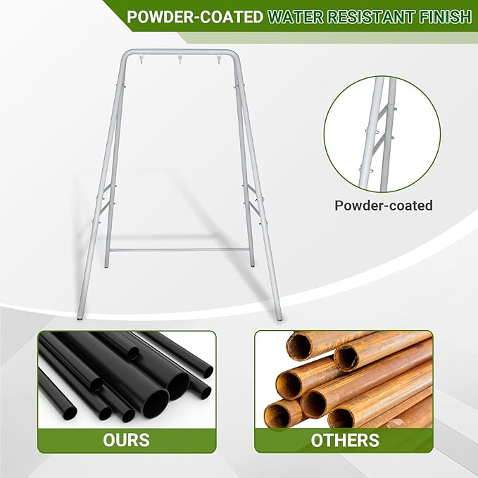 Outdoor Hammock Stand, Heavy Duty A-Frame Metal Stand with 3 Hooks, Weatherproof Design Fits Hammocks & Hanging Chairs, 450 Lbs Capacity for Backyard, Garden, Balcony & Porch