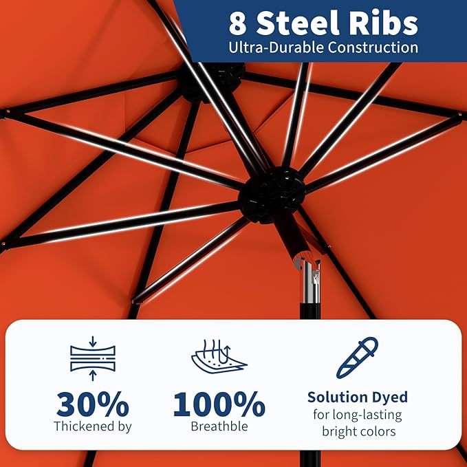 Garvee 10FT Patio Umbrella - Outdoor Table Umbrella with Smooth Crank Lift, Push Button Tilt and 8 Sturdy Ribs - Market Umbrella UV Protection Waterproof for Pool, Deck, Yard, Garden