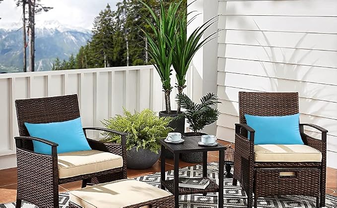 VAKADO Outdoor Waterproof Throw Pillow Covers Decorative UV Outside Patio Furniture Cushion Cases Decor for Garden Bench Porch Couch Tent Pool 12x20 Pack of 2 (Sky Blue)