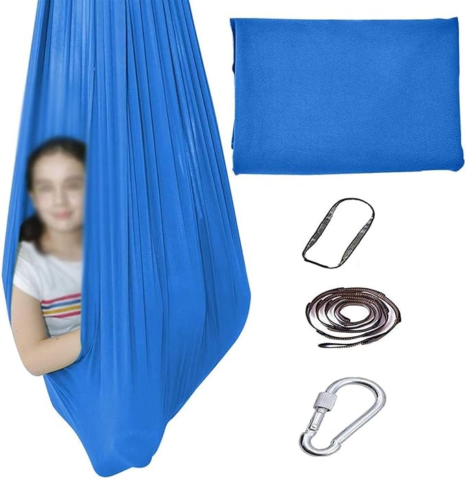 Physical Therapy Swing for Sensory Indoor, Kids and Teens More Special Needs, Cuddle Hammock Autism, ADHD, Aspergers and Integration Snuggle (Color : Blue, Size : 150x280cm/59x110in)