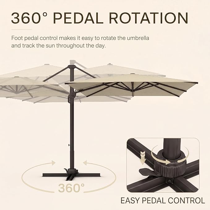 Kingdura 9' X 9' Cantilever Patio Umbrella with Base Included, Large Square Outdoor Offset Umbrella with 360-degree Rotation, 4 Position Tilt, UV Protection for Pool Deck Garden Patio (Beige)