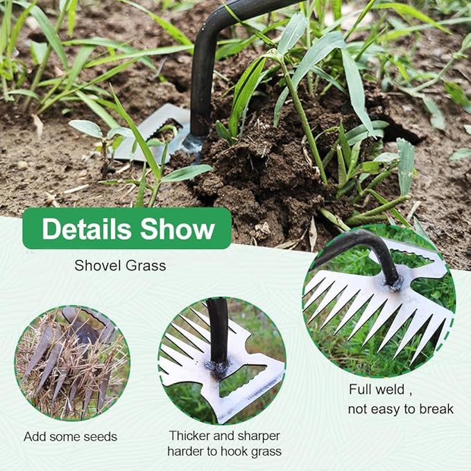 Weed Puller Gardening Hand Weeder Tools,Portable Artifact Uprooting Weeding 6 Teethes Manganese Steel Weed Removal Dual Purpose Manual Hand Pulling Tool for Lawn Garden (Orange)