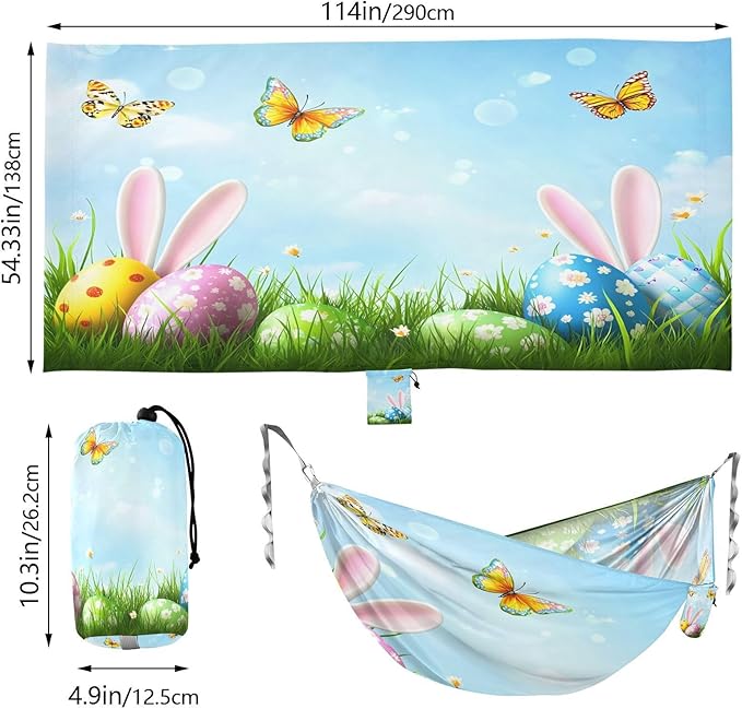 Hammocks for Outside Easter Background Camping Hammock Portable Hammocks with Tree Straps and Carry Bag Camping Accessories for Hiking Beach Outdoor