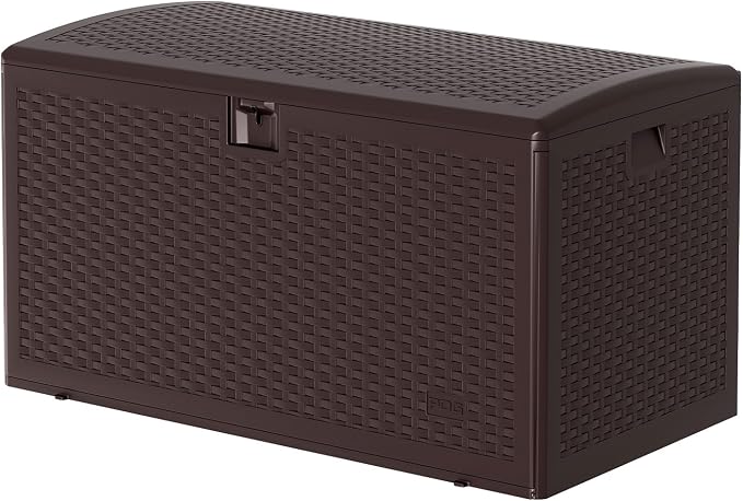 Outdoor Storage Box, 73 Gallon Large Resin Deck Box with Lid, Waterproof & UV-Resistant for Furniture, Outdoor Cushion Storage, Garden Tools & Pool Accessories Storage, Black