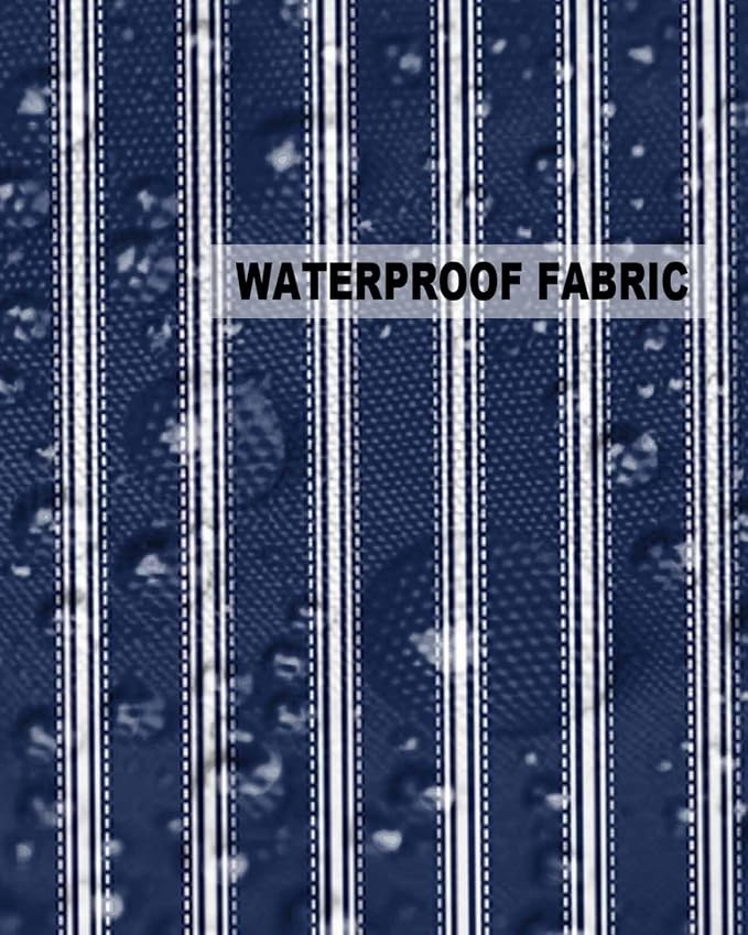 Outdoor Waterproof Throw Pillow Covers 24x24in, Nautical Stripes Cushions for Garden Patio Furniture Chairs Set of 2, Navy Blue Home Decor Couch Sofa Polyester Pillow Cases