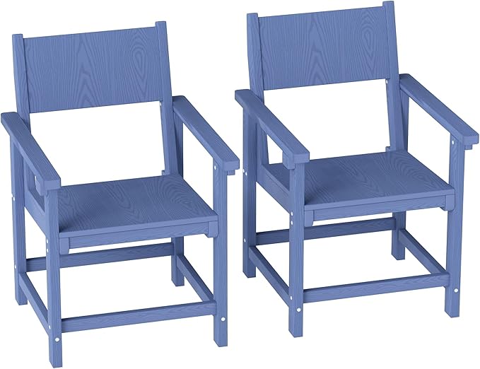 HDPE Outdoor Patio Dining Chairs,Dining Chairs Set of 2 with Arms, Waterproof, Rot Resistant, for Outside, Lawns, Porch, Patio, Deck, Garden Navy
