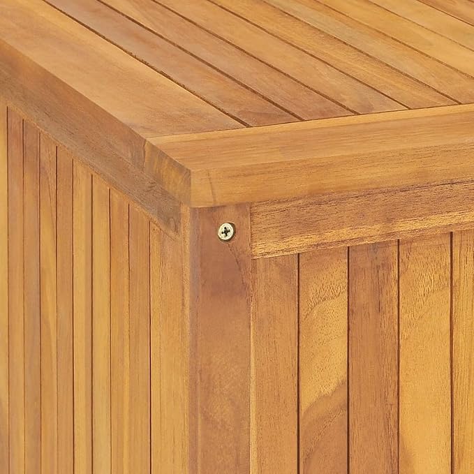 Homgoday Patio Storage Box, Large Outdoor Wooden Storage Deck Box, with Water-Proof Lining, 78.7" x 19.7" x 21.7" Storage Bench Seat, Solid Teak Wood
