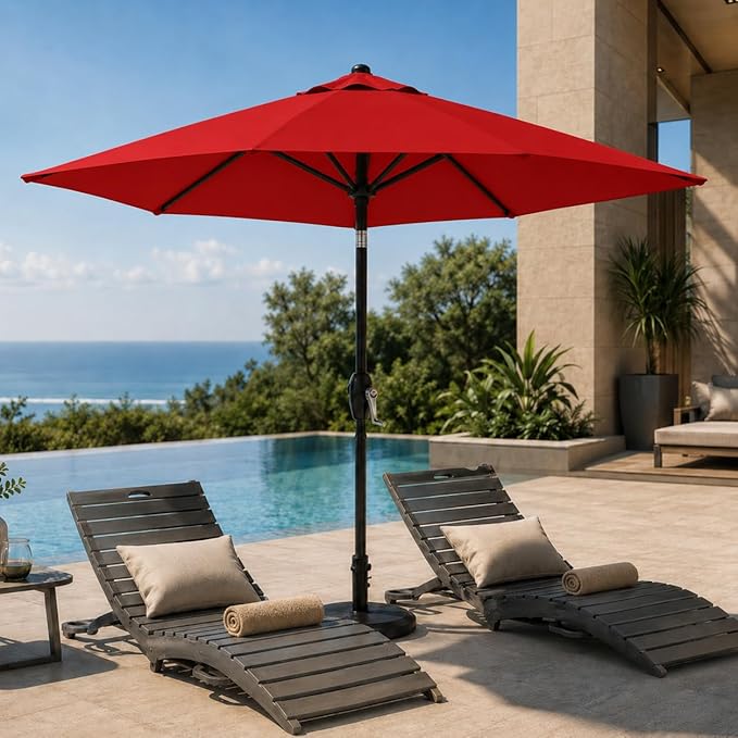 7.5ft Patio Umbrella, Outdoor Table Market Umbrella with Smooth Crank Lift, 6 Windproof Fiberglass Ribs, UPF50+ UV Protection for Deck, Pool, Garden and Backyard
