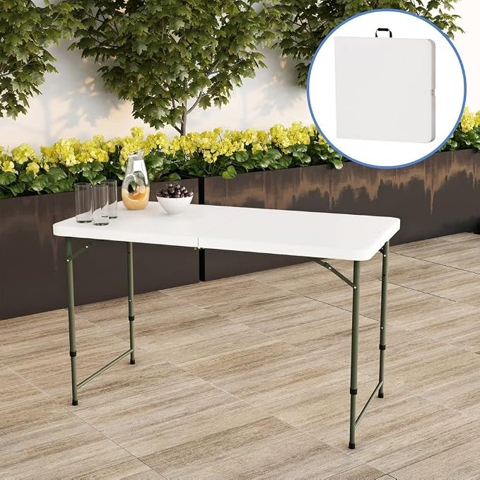4ft Bi-Fold Folding Table Portable Plastic Indoor Outdoor Picnic Party Dining Camp Tables (4ft, 6ft, 8ft)