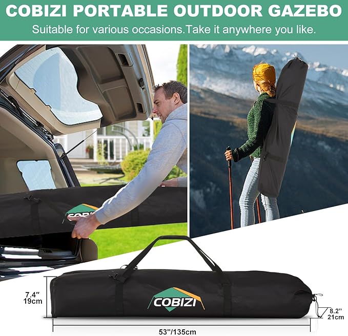 COBIZI 6x6 FT Pop up Gazebo, Popup Canopy Tent, Screened in Gazebos with sidewalls, Waterproof Portable Outdoor Small Screen Tents Sun Shelter,carpas para Patio for Camping, Garden and Backyard,Blue