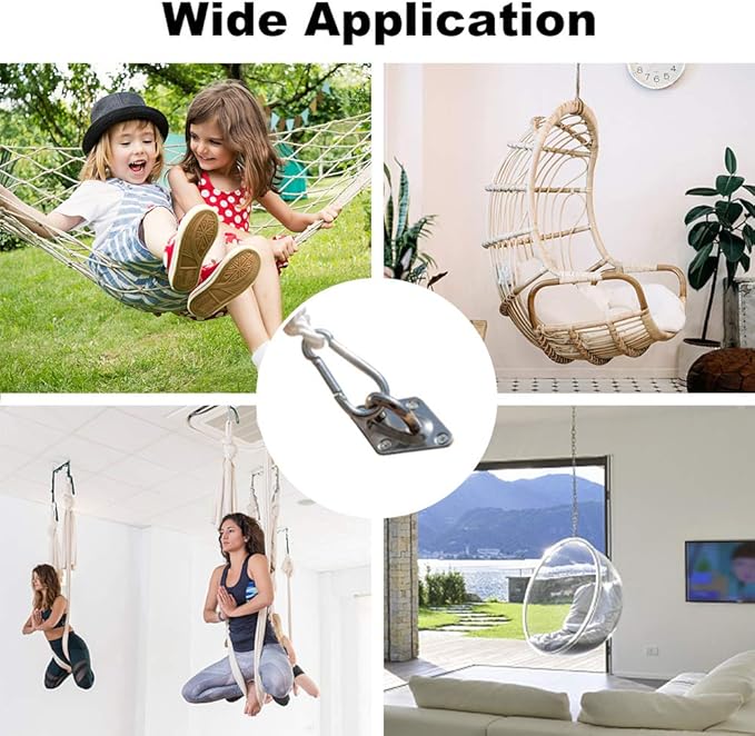 Eurmax USA 800 lb Capacity Hammock Hanging kit Shade Sail Hardware Hammock Hooks & Carabiners Suspension Ceiling Hooks for Hammock Stand,Porch,Yoga & Brazilian Hammocks,Swing Chair