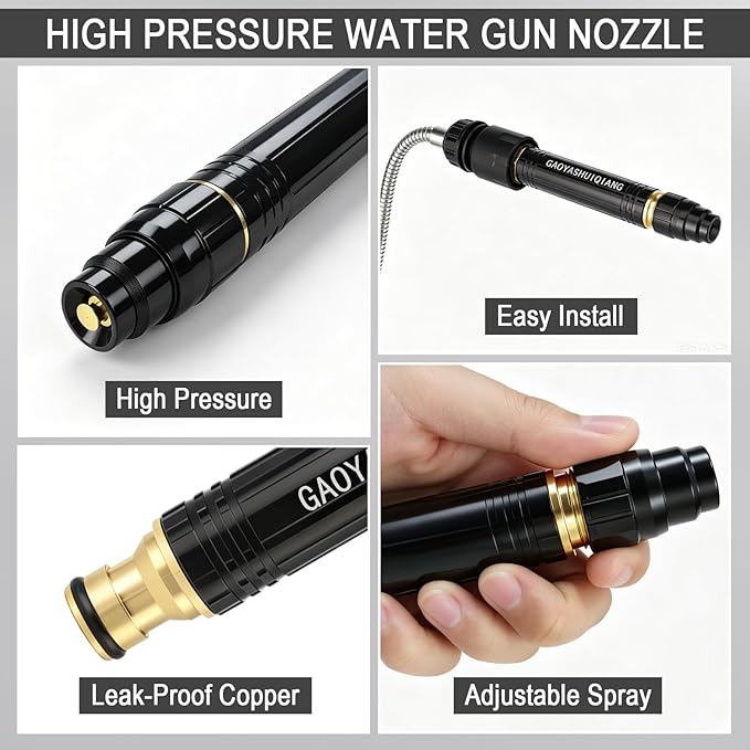 2026 Upgraded High Pressure Water Cannon, Leak-Proof Powerful Water Gun Sprayer, 3 Adjustable Gear Modes, Universal Pacifier Interface for Car Washing, Plant Watering, Home Cleaning