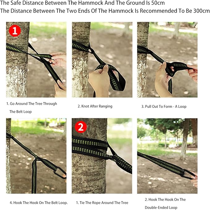 Camping Hammock, Portable Hammock Single or Double Hammock Camping Accessories for Outdoor, Indoor (Two People: 300cm*200cm,Dark Green)