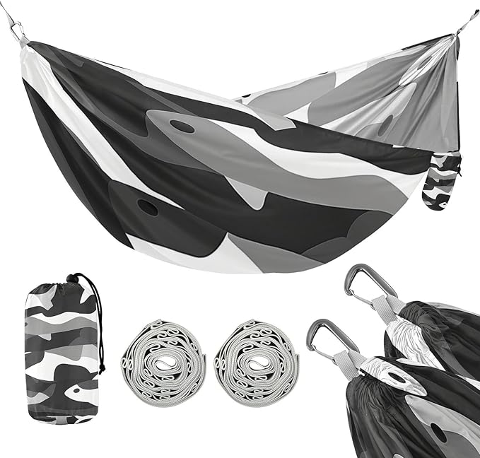 Black and White Military Salmon 330lb Capacity Hammocks with Hanging Rope Indoor Hammock for Patio Backyard Lounge Base hamacas para Deck