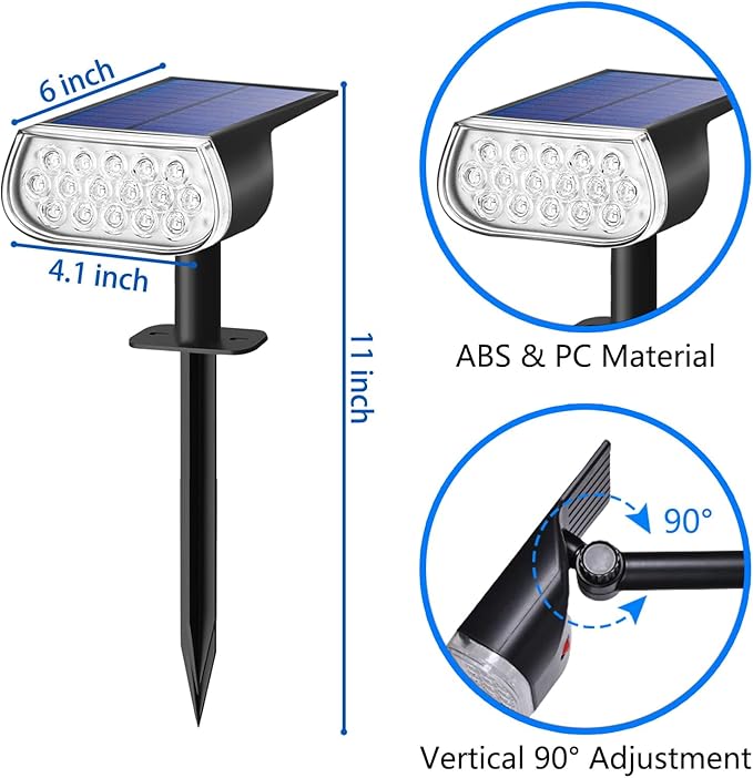 Solar Spot Lights Outdoor Waterproof IP67, Color Changing RGB Landscape Spotlights 8 Lighting Modes Solar Outdoor Lights for Yard Garden Pathway 4 Pack