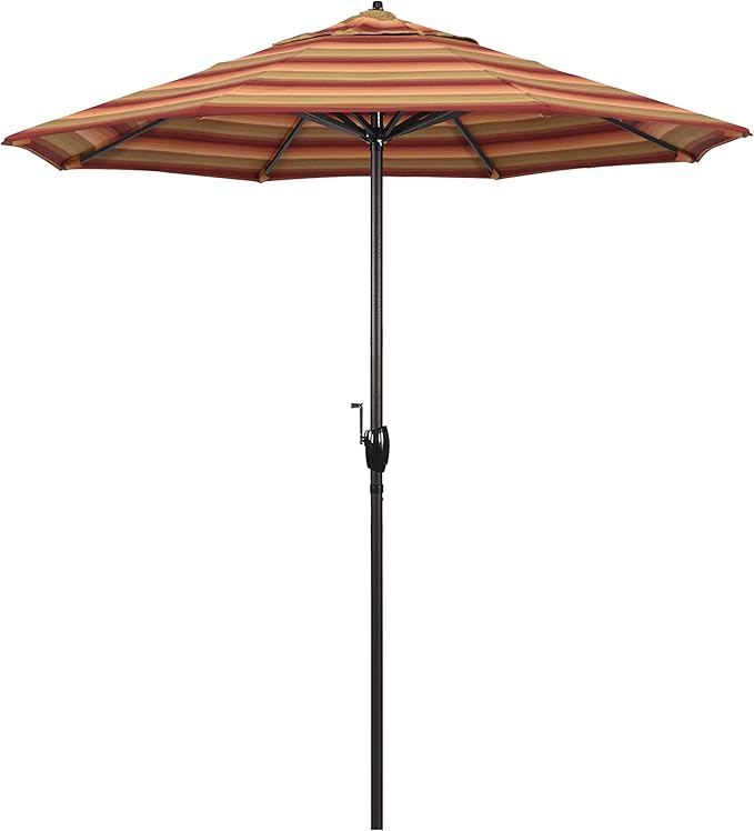 California Umbrella 7.5' Round Sunbrella Aluminum Outdoor Deck, Pool or Patio Umbrella, Crank Lift