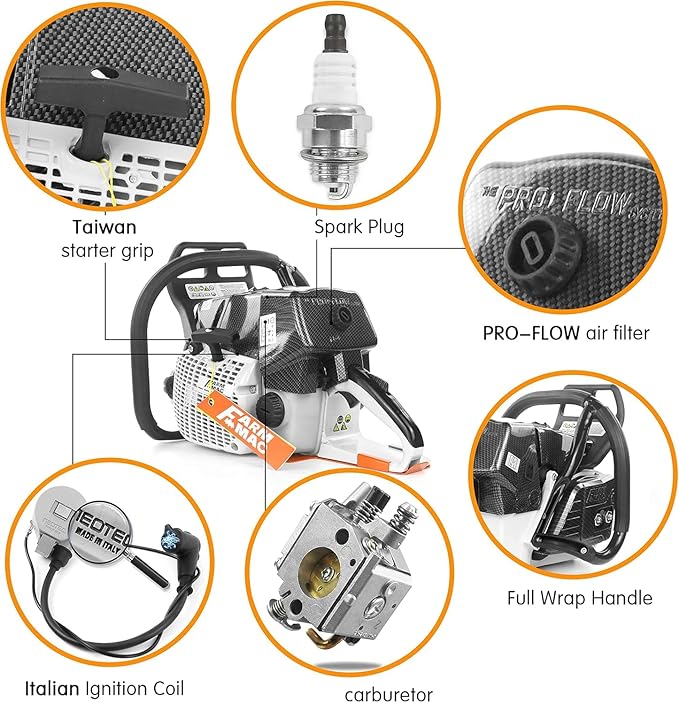 F660VW 92cc Gas Chainsaw, 24/25 Inch Alloy Bar & Chain, Professional Chain Saw for Tree Felling, 5.2KW 6.4HP 2-Cycle Gasoline Chainsaw,Wood Cutting, Milling – Compatible with MS660 G660 Parts