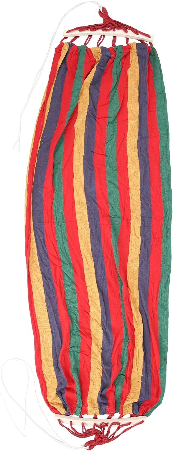 Camping Hammock Lightweight Portable Canvas, 86.6x31.5 Inch, Blue with Color Stripe - Hardwood Spreader Bar, Easy Setup, Ideal for Outdoor Travel and Hiking (Red)