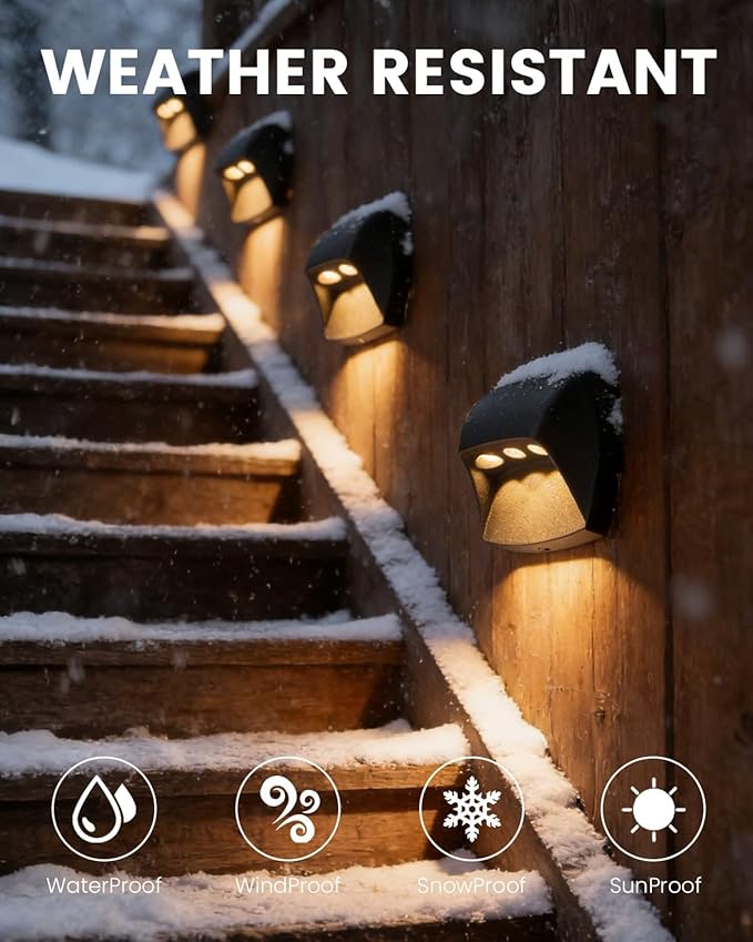 Low Voltage LED Step Lights 1.2W - 4Pack Die-Cast Aluminum Stair Lighting with Patent Connector, Wet Location Safe for Outdoor Steps and Pathways