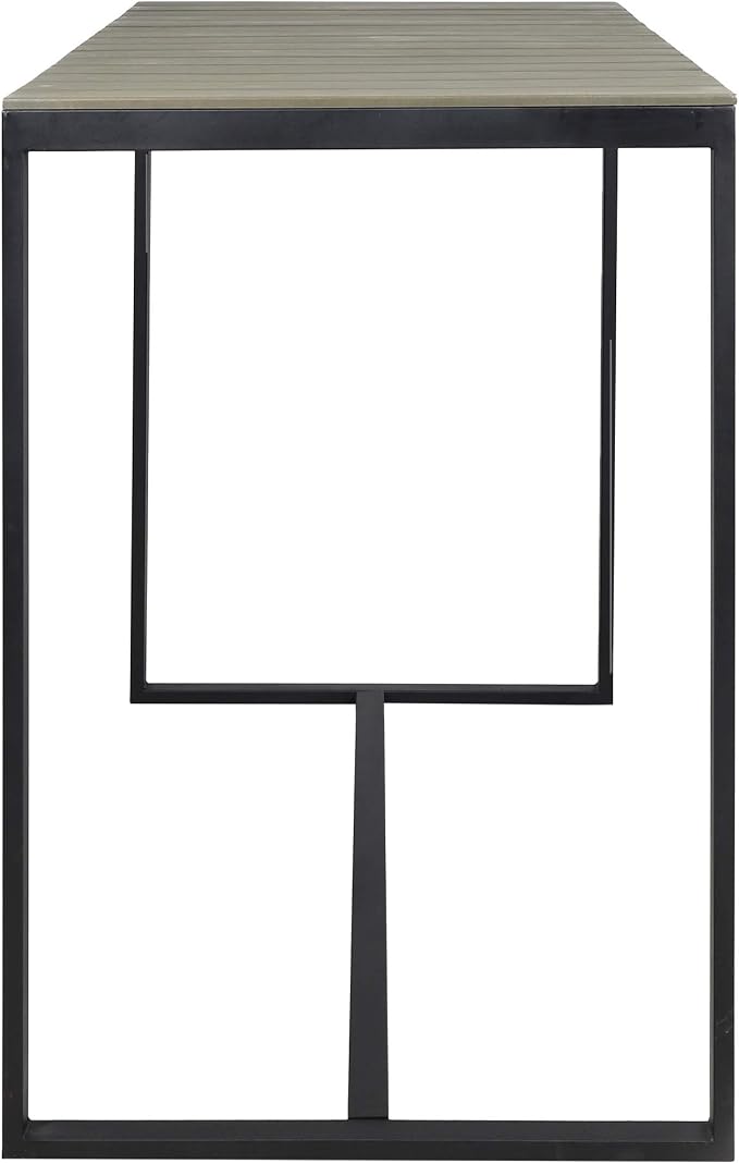 Christopher Knight Home Frieda Outdoor Modern Industrial Acacia Wood Bar Table, Gray Finish + Black