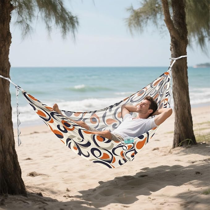 Camping Hammock Outdoor Hammocks for Outside Abstract Geometric Beach Trees Portable Lightweight with Pockets Tree Straps Indoor