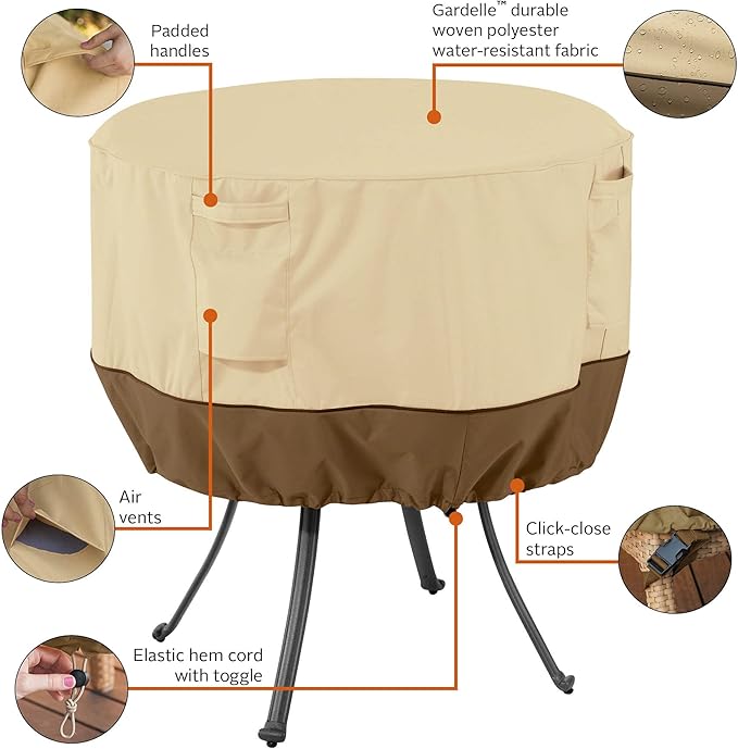Classic Accessories Veranda Water-Resistant 36 Inch Round Patio Table Cover, Outdoor Table Cover
