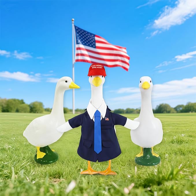 4 Pcs Porch Goose Outfits, for 23-28 Inch Porch Goose | ,Patriotic Costume for Plastic/Cement Statue for Outdoor Courtyard Garden Terrace Art Decoration (Blue, 23-28IN)