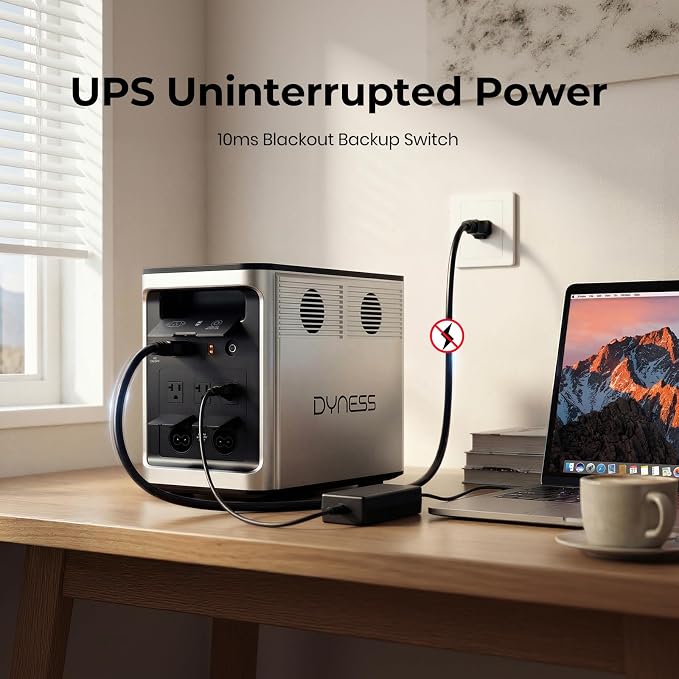 DYNESS 1536Wh Portable Power Station, 1800W AC Output (3600W Surge), 50 Min to 80% Fast Charging, Upgraded LiFePO4 Battery Backup for Home Backup, Camping, RV, Blackout