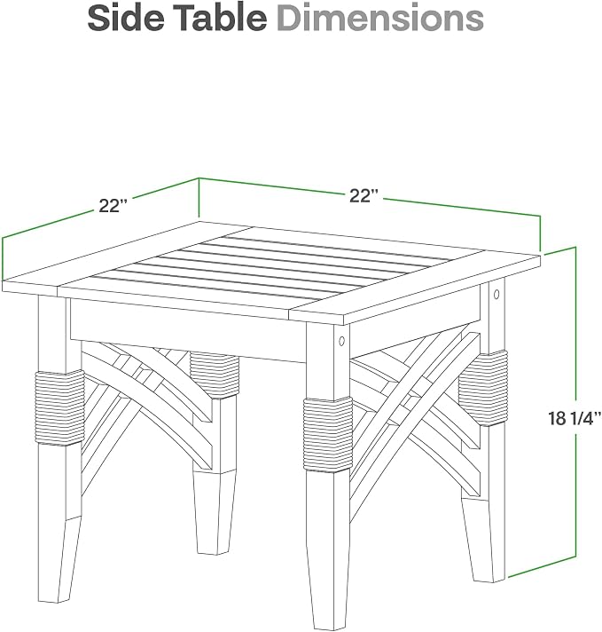 Cambridge Casual Solid Teak Wood Sierra Square Side Table with Shelf, Side Table with X Detail and Honey Twist Wicket, Perfect Pairing with Outdoor Chat Set, Conversation Set, or Patio Lounge Chair