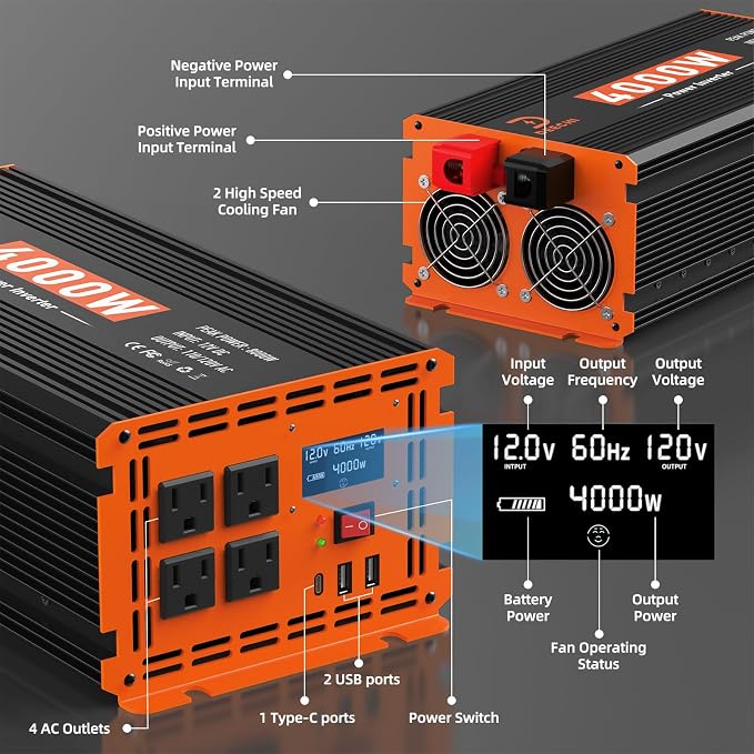 Inverter 12V DC to 110V/120V AC (4000W-010)