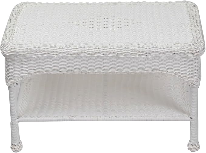 4-Piece White Wicker Outdoor Patio Conversation Set