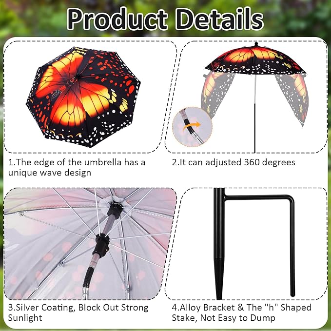 Plant Umbrellas for Outdoor Plants, Large Garden Plant Umbrella Shade Upgraded Adjustable Angle Height for Potted Plants Garden Beds