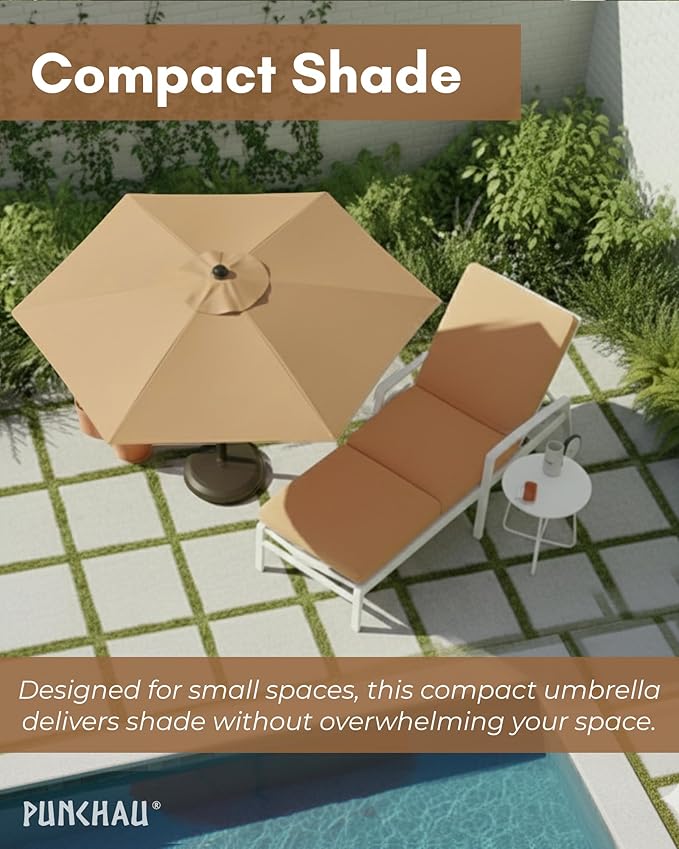 6 Ft Outdoor Patio Umbrella, Easy Open/Close Crank and Push Button Tilt Adjustment, 6 Foot, Small Patio Sand Market Umbrellas for Outdoor